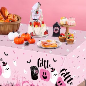 Sliner 3 Pack Halloween Tablecloths Pink Halloween Party Decorations Girl Little Boo Table Covers 108 x 54 Inch Pumpkins Ghost Plastic Table Cloths for Halloween Dinner Baby Shower Party Supplies