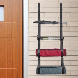 Camping Chair Wall Storage for Garage Adjustable Camping Chair Storage Rack Garage Organization Wall Mount with Quick Release Buckles Holds More Beach Chairs, Tents, Umbrella, Yoga Mats