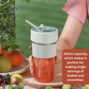 Portable Blender Cup – 30s Ice Crushing Power USB Juicer Blender – 350ml (11.83oz) Mini Personal Blender with Straw for Shakes Smoothies Travel On the Go (Set of 2 Blenders (both Pink))