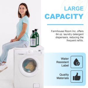 The Farmhouse Room Inc. Laundry Detergent Liquid Dispenser - Detergent Container for Laundry Room Organization - BPA Free & PET Plastic 1/2 Gallon Pump Bottle Dispenser - w/Waterproof Labels 64oz