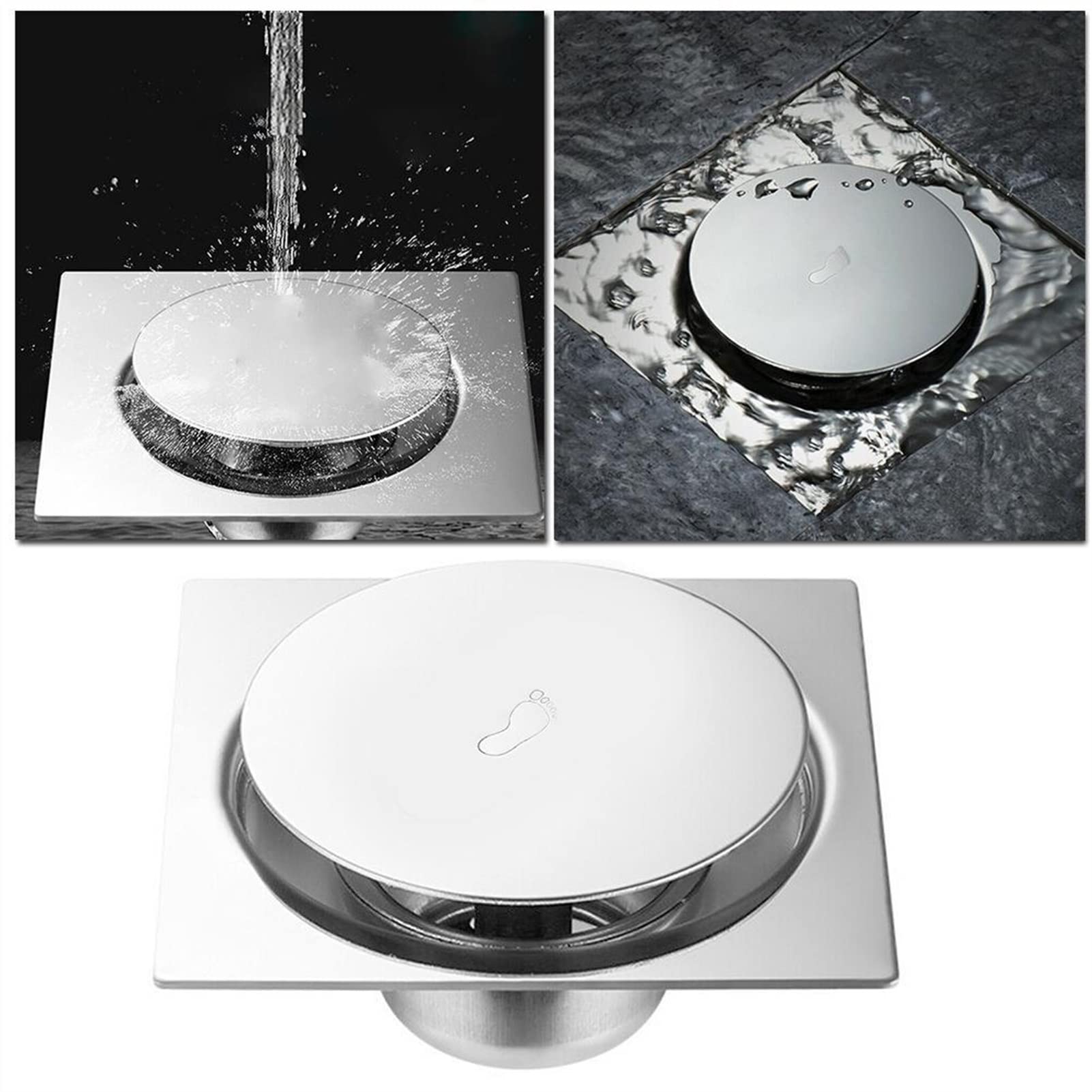 sink plug，sink plug strainer，sink plug replacement Sink Plug, Up Foot Floor Drain Anti-odor Bath Drains Push Down Deodorization Square Matte Shower Room Cover Plug 10 * 10cm for Bathroom and Kitchen (