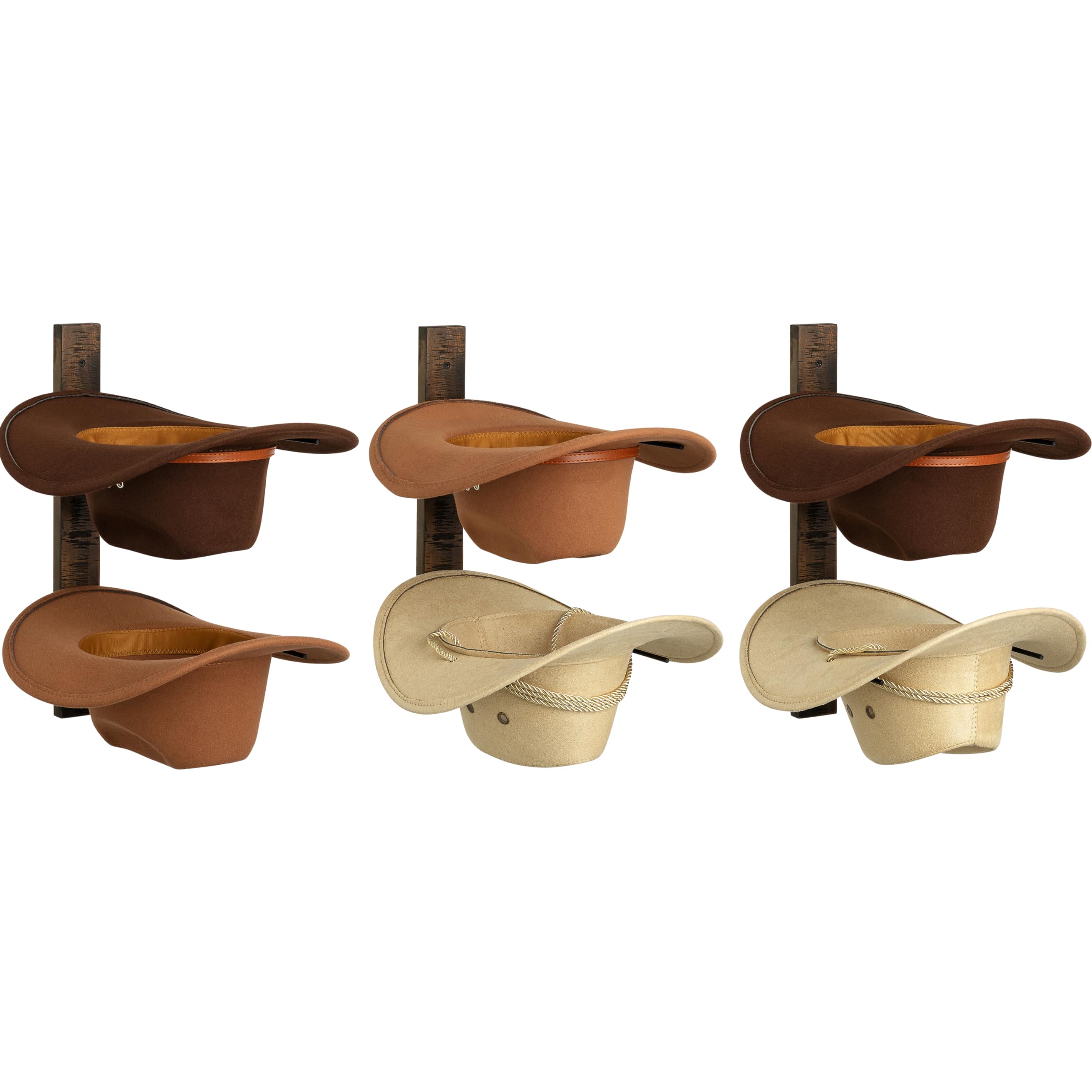 Izzy & Olives Cowboy Hat Rack for 6 hats | Hat Storage - Hang Separately or Combined | Collapsible Cowboy Hat Holder and Cowboy Hat Rack for Wall | Cowboy Hat Hanger with Hat Display Wall Mount