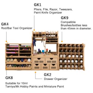 Bucasso Plastic Model Paint Rack Tool Storage Paint Storage Model Tool Storage Model Tool Storage Rack MDF Material Paint Rack Plastic Model Tool Storage Large Capacity Workbench GK RS