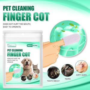 20PCS Teeth Cleaning Finger Wipes,Dog Eye WipesCleaning Wipes for Pet Teeth and Finger Covers, for Cleaning Teeth Ears and Eyes Suitable for Dogs and Cats Removes Dirt and Discharge