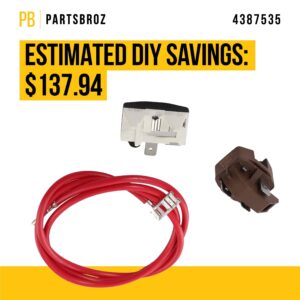 PartsBroz 4387535 Compressor Relay and Overload Kit - Compatible With Whirlpool Kenmore KitchenAid Roper Refrigerator - Replaces AP3108472 14210139 2154760 2159596 586234 AH371273 PS371273