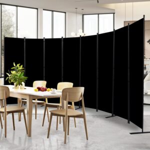 room divider and folding privacy screens， 8 panel wide room divider wall screen for room separtition, partition room dividers fabric panel wall dividers freestanding for office, bedroom, studio dorm