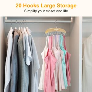 Bra Hanger for Closet, 2 Pack w/20 Hooks Tank Top Hanger Space Saving Holds 40 Bras, Premium Wooden Metals Hook Foldable Tank Top Organizer, 360°Rotating Closet Organizers and Storage for Dorm