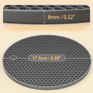 Ultra Thick 8mm Silicone Trivets for Hot Dishes Pots and Pans, Silicone Trivet Mat Hot Plates to Protect Table, Silicone Hot Pads for Kitchen Counter, Pot Holders, Grey Trivet Set of 5