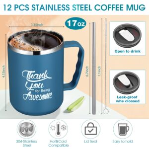 Umigy 12 Pcs Employee Appreciation Coffee Mug Gift Bulk Christmas Thank You 17oz Drinking Cup Stainless Steel Insulated Travel Tumbler National Boss Day Gift Therapist Gift for Nurse Women Teacher