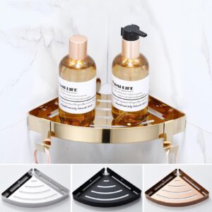 Bathroom Triangular Shelf, Toilet Corner Storage, Rose Gold Small Triangle Single Layer with Hook