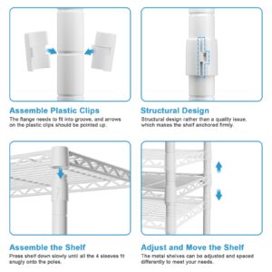 FUTASSI Metal Storage Rack, Storage Organizer Shelves for Kitchen, Bathroom, Living Room, Balcony and Garage, 5 Tiers Narrow Bookshelf, 21.2" W x 9.4" D x 59.2" H, Load 400lbs, White