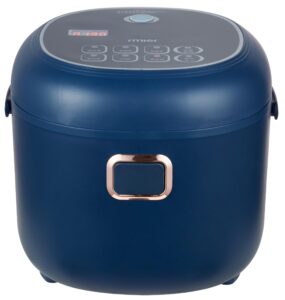 amierous 12v/24v mini rice cooker, 2l portable travel rice cooker for car/truck, small rice cooker with steam tray, cooking heating and keeping warm function(blue)