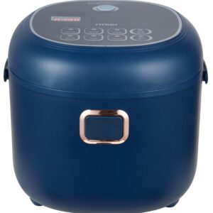 AMIEROUS 12V/24V Mini Rice Cooker, 2L Portable Travel Rice Cooker For Car/Truck, Small Rice Cooker with Steam Tray, Cooking Heating and Keeping Warm Function(Blue)