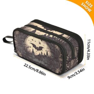 JUNZAN Retro Bats Goth Castle Black Pencil Case Large Capacity Pencil Pouch Pen Bag Makeup Bag Stationery Office Supplies Gift for Teen Girls Boys