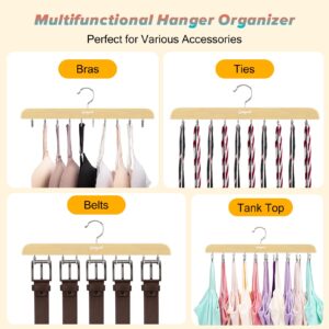 Gomyrod Bra Hanger for Closet, Tank Top Hanger 2 Pack w/20 Hooks Holds 40 Bras, Capacity Foldable Wood Space Saving Hanger, 360°Rotating Closet Organizers and Storage for Dorm & Apartment