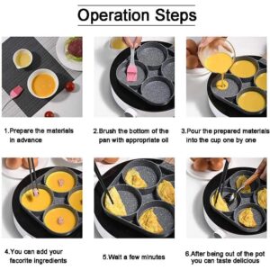 Fry Pan For Egg, Non Stick Ham Pancake Maker, Egg Burger Pan With Wooden Handle, 4 Holes, For Induction Cooker Gas Stove