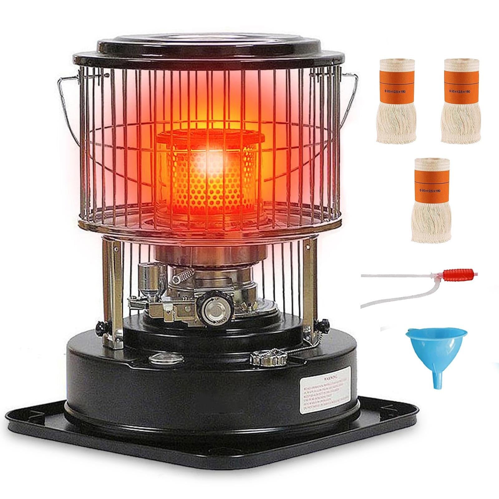 Kerosene Heater 11000 BTU, Kerosene Heaters for Indoor Use, with Auto Tip Over Shut Off, Portable Kerosene Stove, Camp Tent Heater for Cooking, Ice Fishing, Survival Emergency, Black