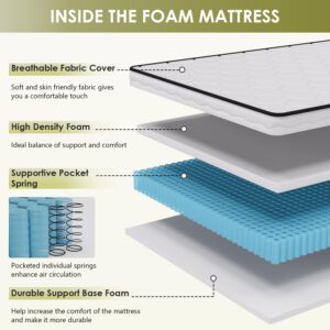 PayLessHere 6 Inch Hybrid Mattress with Innerspring and Foam/Fiberglass Free/Medium Firm Spring Mattress/Twin Size Mattress in a Box/CertiPUR-US Certified/Cool Sleep Pressure Relief