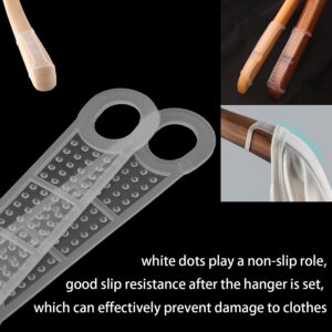 Clothing Hanger Grips DGZZI 50PCS 10.5x2cm Clear Non-Slip Rubber Clothes Hanger Strips with Two Holesfor Wood and Plastic Hangers