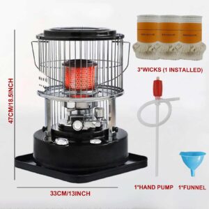 Kerosene Heater 11000 BTU, Kerosene Heaters for Indoor Use, with Auto Tip Over Shut Off, Portable Kerosene Stove, Camp Tent Heater for Cooking, Ice Fishing, Survival Emergency, Black