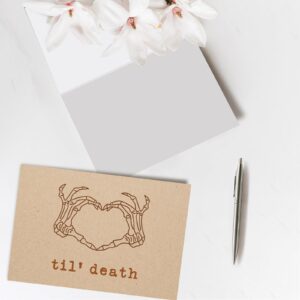 Skeleton Halloween Wedding Card, Til Death Wedding Anniversary Card, Spooky Anniversary Card, Bridal Party Card