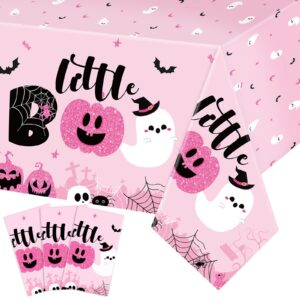 sliner 3 pack halloween tablecloths pink halloween party decorations girl little boo table covers 108 x 54 inch pumpkins ghost plastic table cloths for halloween dinner baby shower party supplies