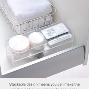 Yamazaki Home Tower Set Of 2 Clear Bottom Storage Cases - Stackable Transparent Organization Bins, Large - Large - Ps Resin