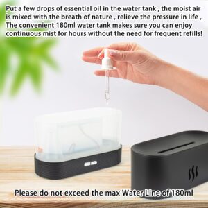 Flame Diffuser Humidifier-Auto Off 180ml Essential Oil Diffuser-2 Modes Brightness Aroma Humidifier with Fire Flame Effect for Home,Office,Spa,Gym (Black)