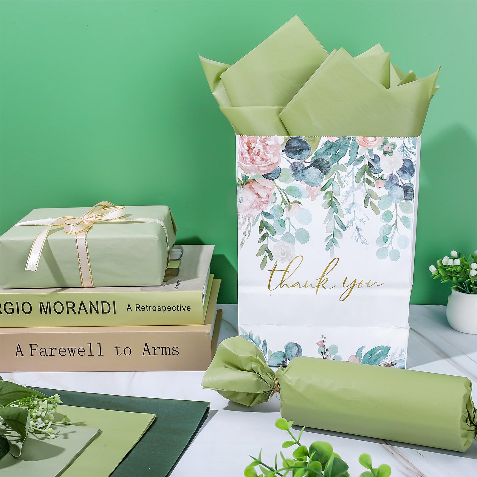 Whaline 90 Sheet Sage Green Tissue Paper Assorted Gradient Green Gift Wrapping Paper 13.8 x 19.7 Inch Sage Green Art Craft Tissue Paper for Gift Bags Baby Shower Wedding Birthday Party Decor