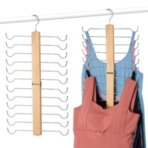 omhomety tank top hanger, 2 pack bra organizer, sturdy wooden space saving holder closet organizers and storage for tank tops, bras, camisoles, swimsuits