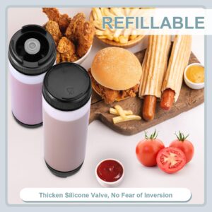 3 Pcs 16 oz Inverted Plastic Squeeze Bottles, Refillable Tip Large Valve Dispenser Condiment Squeeze Bottle for Sauces Ketchup Sour Cream Self Sealing Syrup Dispenser for Restaurants (Black)