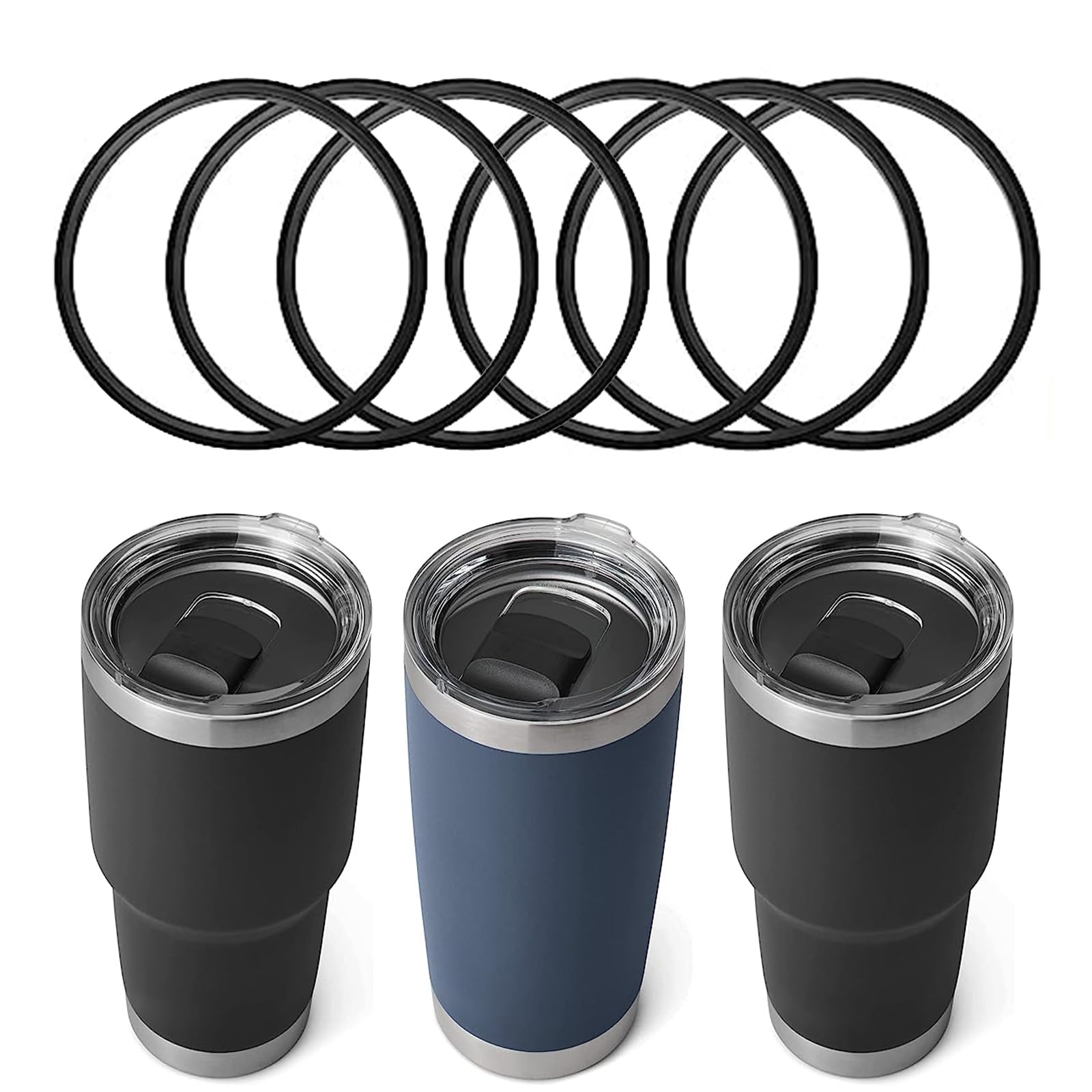 6pcs Replacement Rubber Lid Seals Compatible Seals Lid Gaskets for 20 or 30 Ounce Insulated Stainless Steel Tumblers