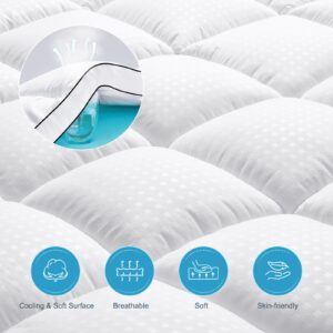 MASVIS Queen Size Dual Layer 4 Inch Memory Foam Mattress Topper, 2 Inch Gel Memory Foam and 2 Inch Cooling Pillow Top Mattress Pad Cover for Back Pain, Medium Support