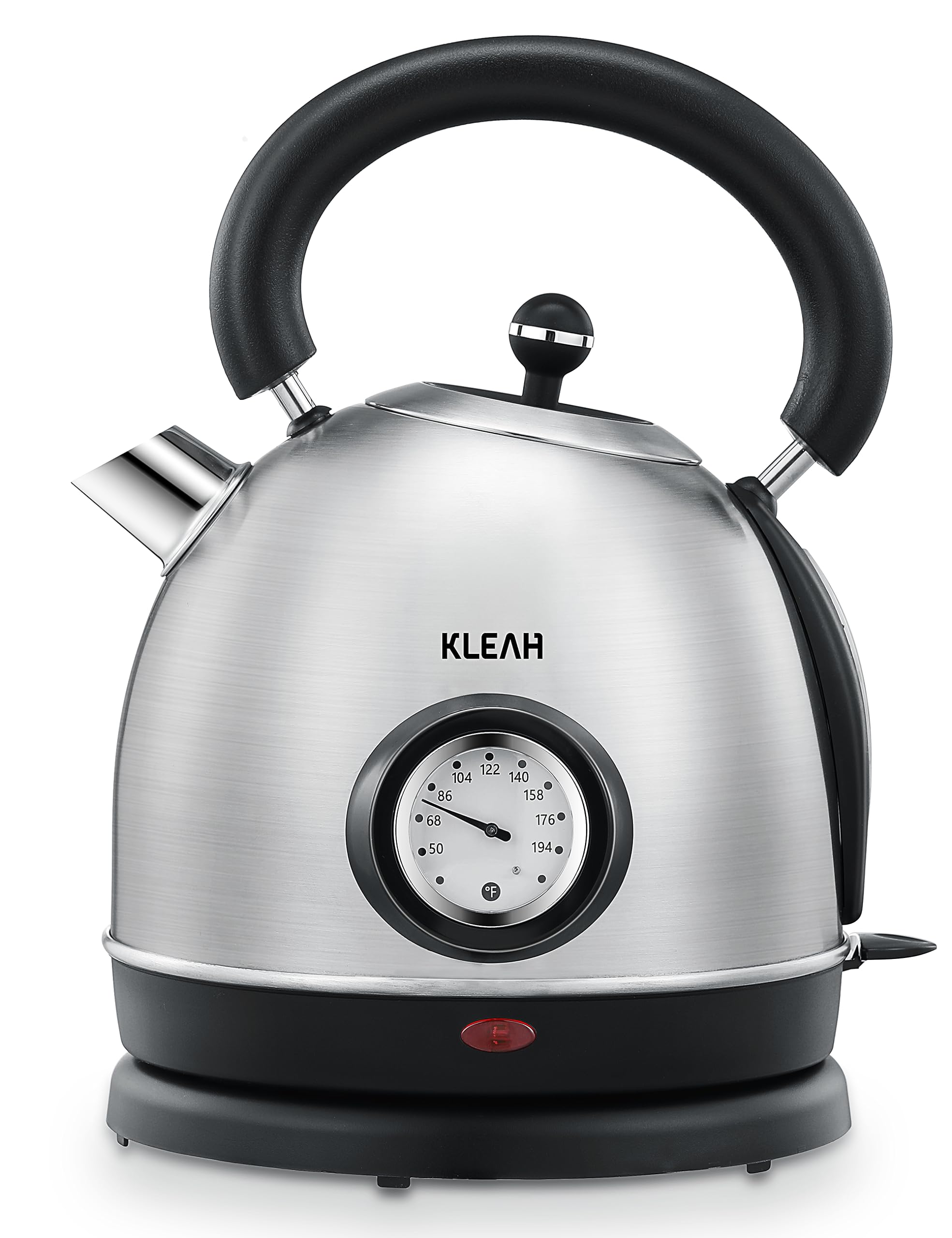 Retro Electric Water Kettle 1.8L Stainless Steel for Boiling Water with Temperature Gauge, Visible Water Level Line, Led Light, Auto Shut-Off & Boil-Dry Protection, 1500W Fast Heating