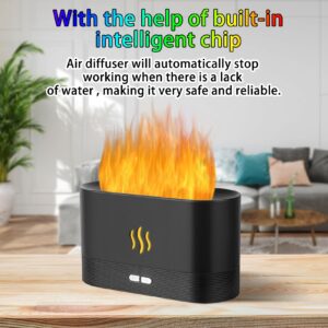 Flame Diffuser Humidifier-Auto Off 180ml Essential Oil Diffuser-2 Modes Brightness Aroma Humidifier with Fire Flame Effect for Home,Office,Spa,Gym (Black)