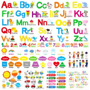 alphabet wall decals for kids room abc letter classroom educational learning stickers for kids animal number wall decor peel and stick wall stickers decals for bedroom playroom wall decals 12 sheets