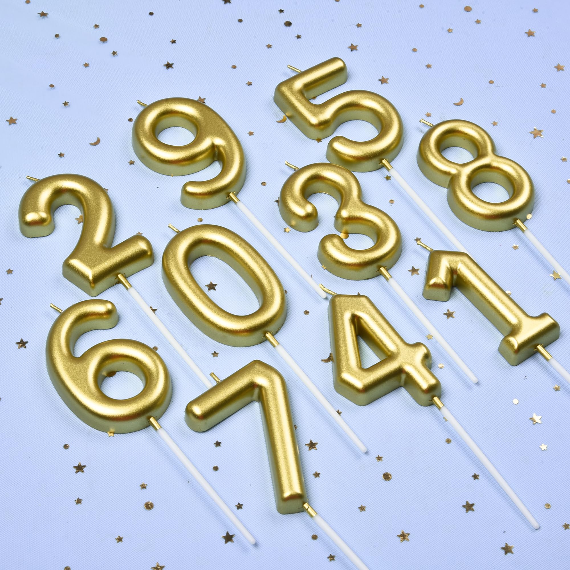 CAKE CODE 2.76 Inch Classical Gold 30 Number Birthday Candles, Gold Number Candles, Cake Number Candles, Party Celebration