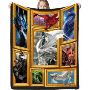 dragon blanket for boys men dragon throw blanket for kids adults ultra soft cozy flannel blanket for couch sofa ​bed blanket (50" x 60")