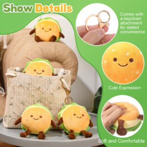 Barydat 6 Pieces Hamburger Plush Toy 6 Inch Cartoon Funny Cheeseburger Stuffed Toys Creative Food Plush Cute Hamburger Pillow with Keychain for Sofa Bedroom Office Decoration Holiday Birthday Gift