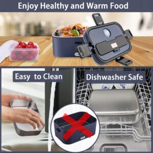 Nifogo Electric Lunch Box for Adults 80W 1.8L, Faster Heated Lunch Boxes for Men, Electric Lunch Box Food Heater Portable 12/24/110V Heating Lunch Box for Work/Car/Truck with Bag