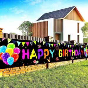 happy birthday yard banner 118x19.7 inches, happy birthday decorations, large happy birthday yard sign backdrop, birthday party outdoor & indoor decoration banner