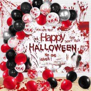 halloween balloon arch kit scary halloween party decorations, horror balloons garland for wall decor indoor with happy halloween backdrop