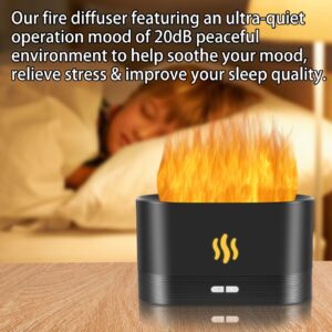 Flame Diffuser Humidifier-Auto Off 180ml Essential Oil Diffuser-2 Modes Brightness Aroma Humidifier with Fire Flame Effect for Home,Office,Spa,Gym (Black)