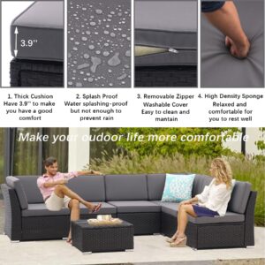 iArtHand Patio Sofa Set with Coffee Table Outdoor Sectional Set Patio Conversation Set Patio Furniture Sets All Weather PE Rattan with Thickened Cushion, Manual Weaving