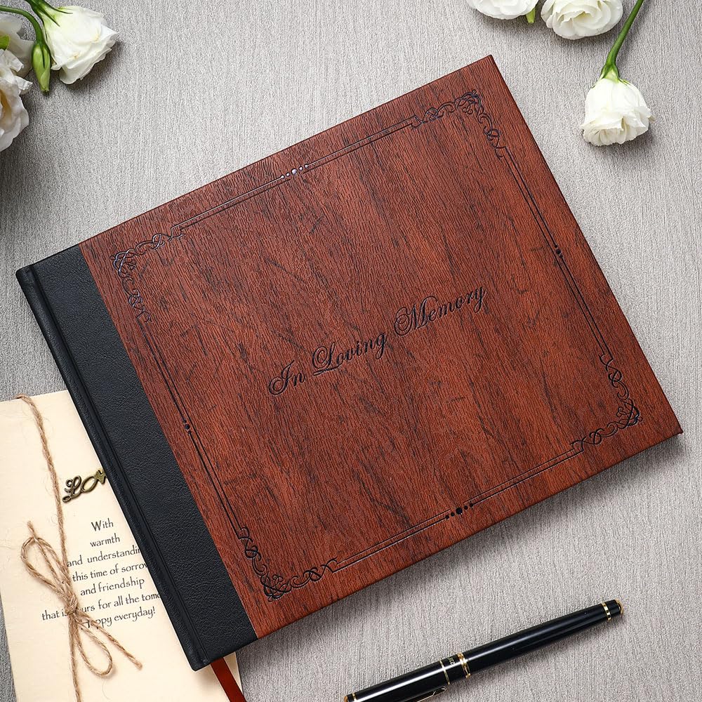 molekaus Funeral Guest Book for Memorial Service,Celebration of Life Guest Book for Funeral,Memorial Service Guest Book with 144 Pages， Brown 8X10″