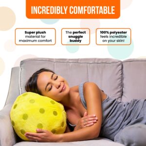 TILTECH Pickleball Pillow - Huggable Plush Pickleball Cushion, 12" Soft & Comfortable Stuffed Pickleball Gift, Realistic and Funny Pillow, Gifts for Pickleball Lovers, Sports Pillow