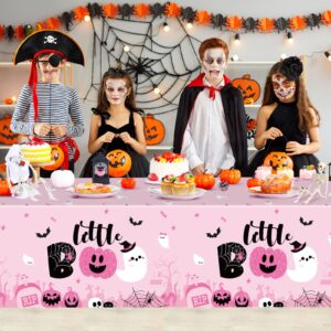 Sliner 3 Pack Halloween Tablecloths Pink Halloween Party Decorations Girl Little Boo Table Covers 108 x 54 Inch Pumpkins Ghost Plastic Table Cloths for Halloween Dinner Baby Shower Party Supplies