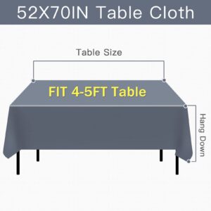 Vonabem 100% Waterproof Rectangle PVC Tablecloth, Vinyl Table Cloth Cover with Flannel Backing Oil Spill Proof Wipeable Table Cloths for Indoor Outdoor（Light Coffee，52X70IN）