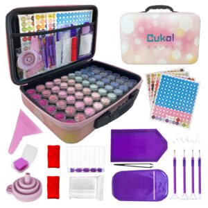 51buyoutgo diamond painting art storage containers, 60 big slots portable diamond painting art accessories tools organizer supplies box case kit set pack for beads drill rhinestone gem crystal