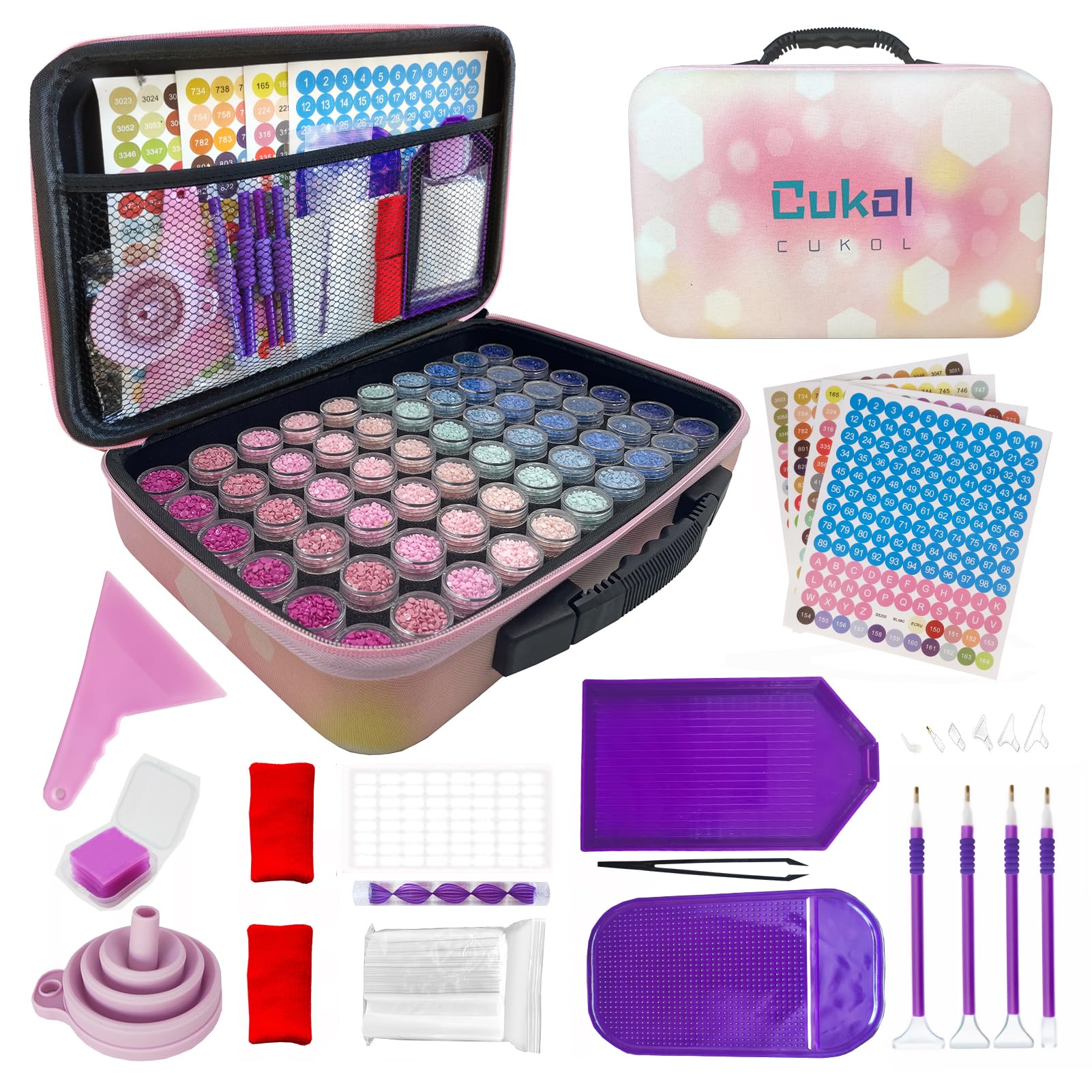 51buyoutgo Diamond Painting Art Storage Containers, 60 Big Slots Portable Diamond Painting Art Accessories Tools Organizer Supplies Box Case Kit Set Pack for Beads Drill Rhinestone Gem Crystal